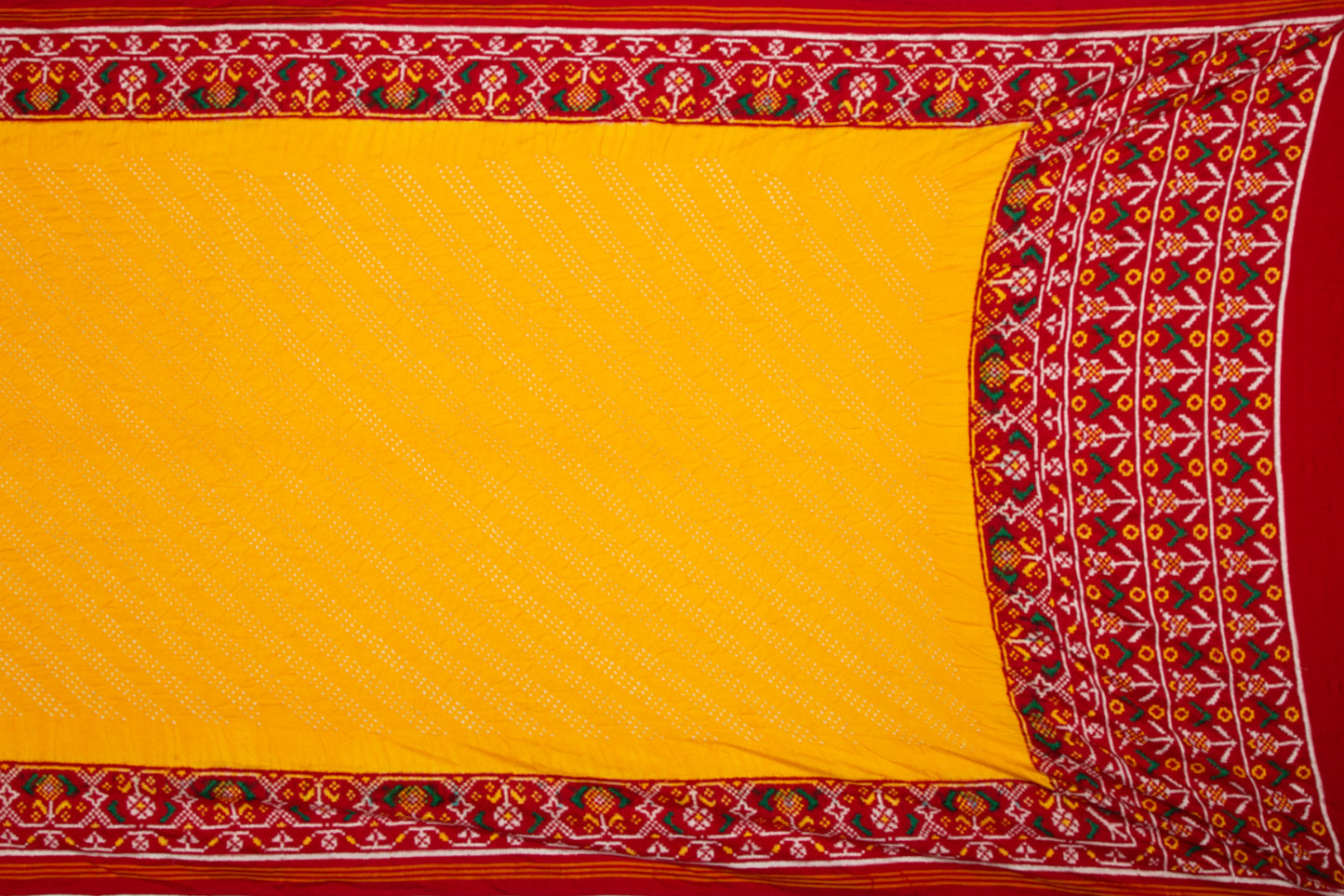 Patan Patola Silk Double Ikat Bandhani Yellow Saree