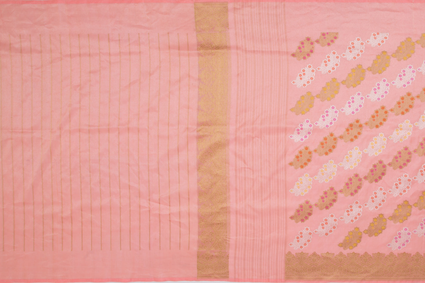 Banarasi Silk Kadwa Tissue And Jaal Pink Saree