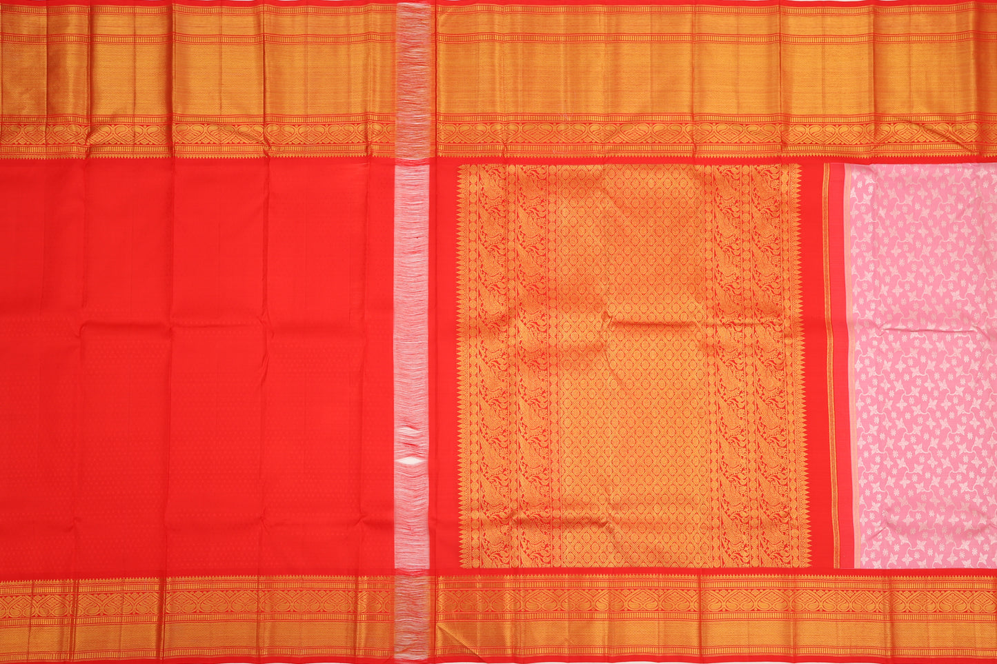 Kanchipuram Silk Brocade Pastel Pink Saree