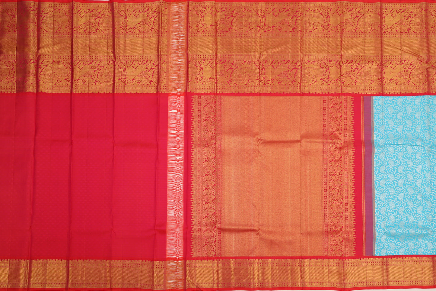 Kanchipuram Silk Brocade Sky Blue Saree