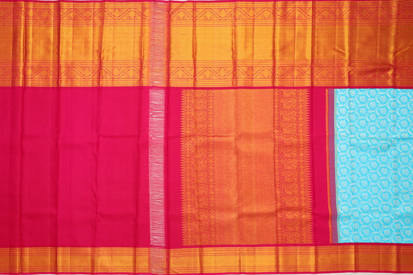 Kanchipuram Silk Brocade Sky Blue Saree