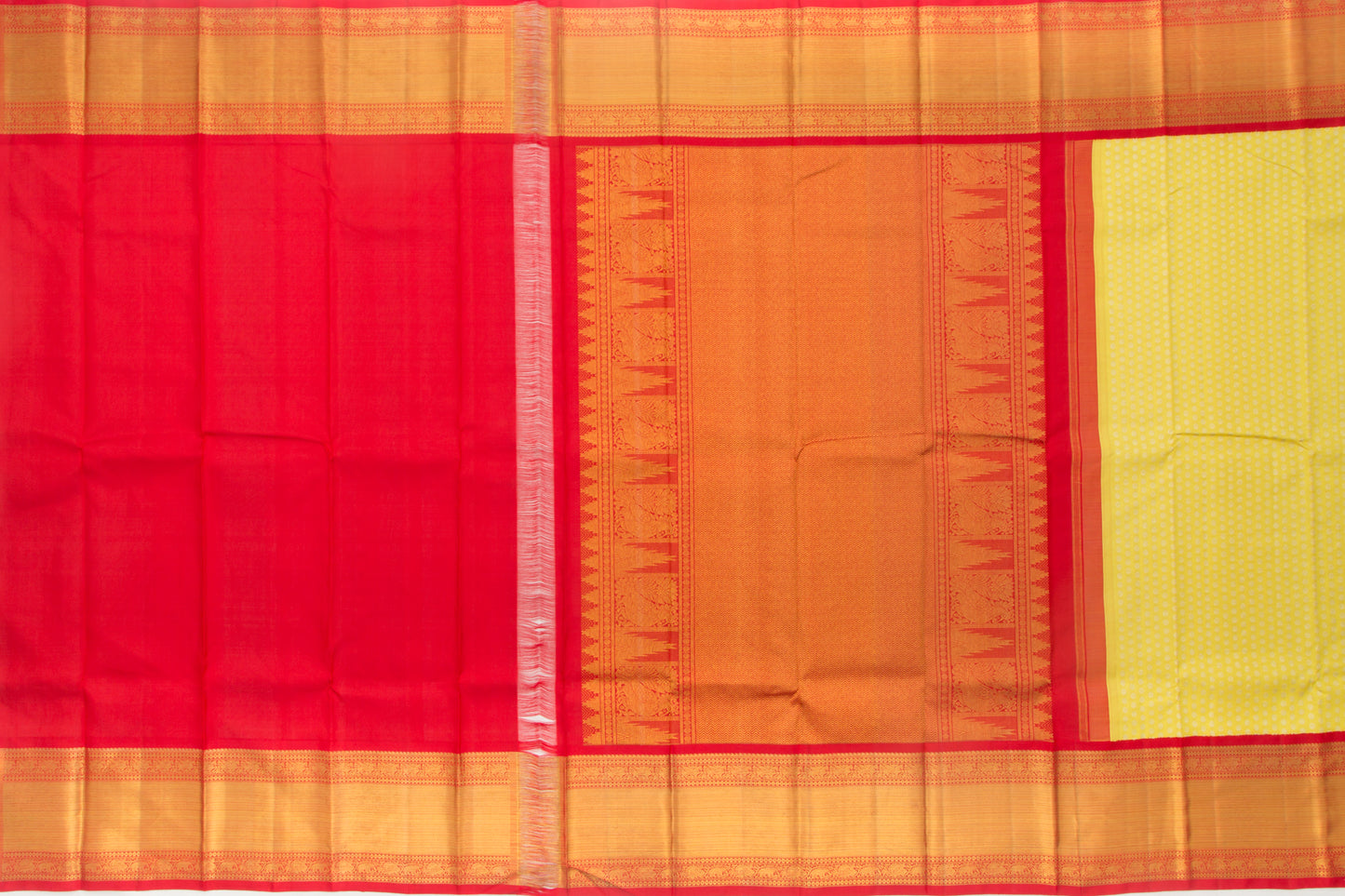 Kanchipuram Silk Brocade Yellow Saree