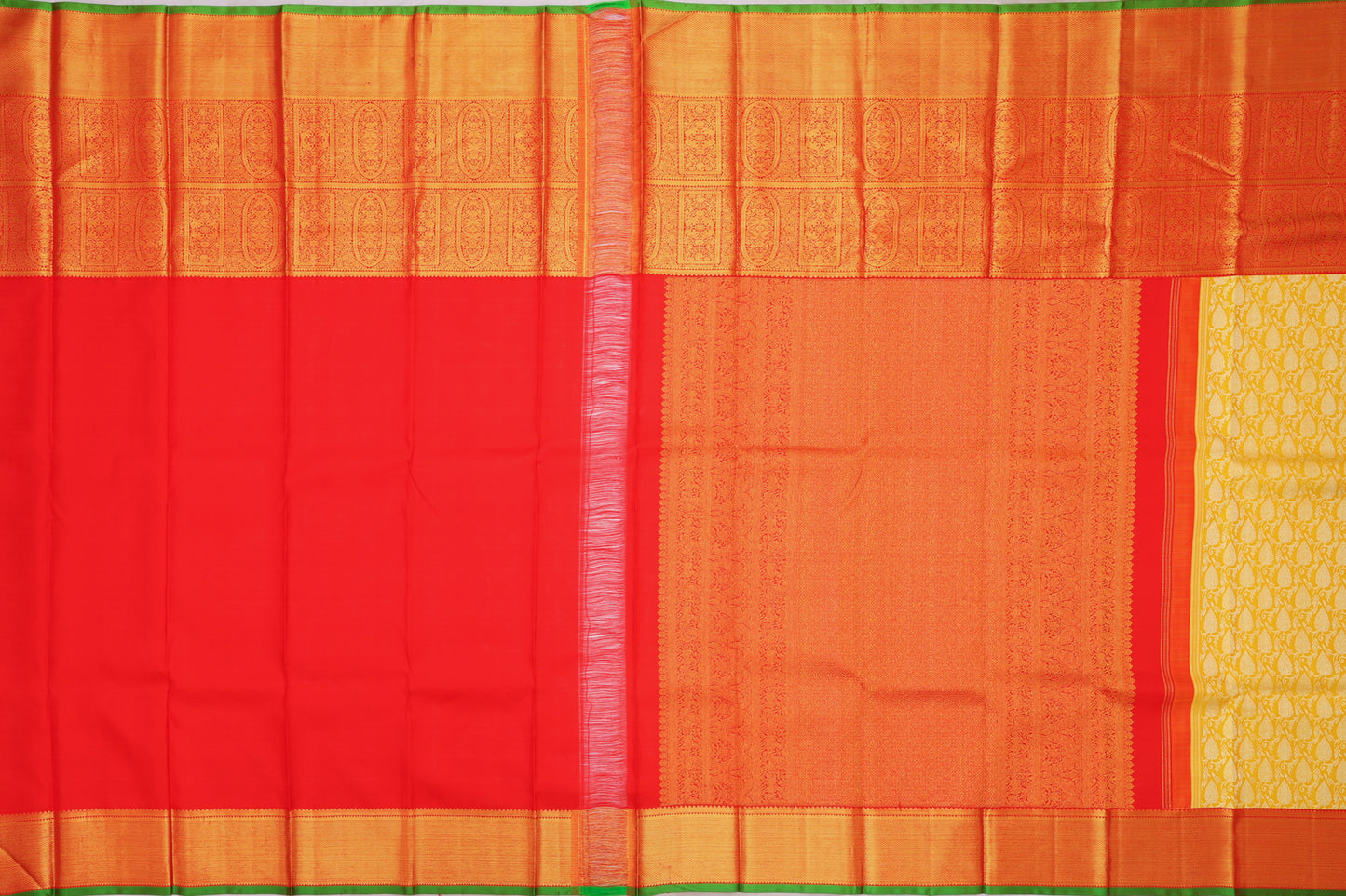 Kanchipuram Silk Brocade Yellow Saree