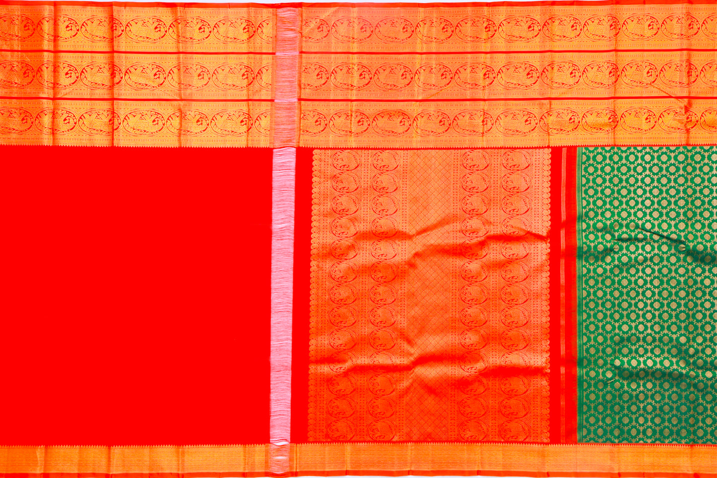 Kanchipuram Silk Brocade Dark Green Saree