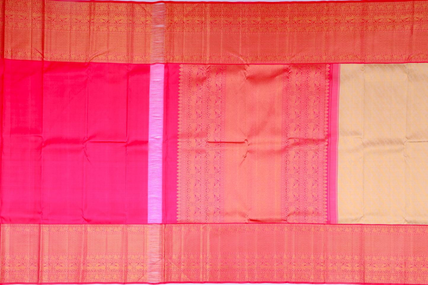 Kanchipuram Silk Brocade Cream Saree