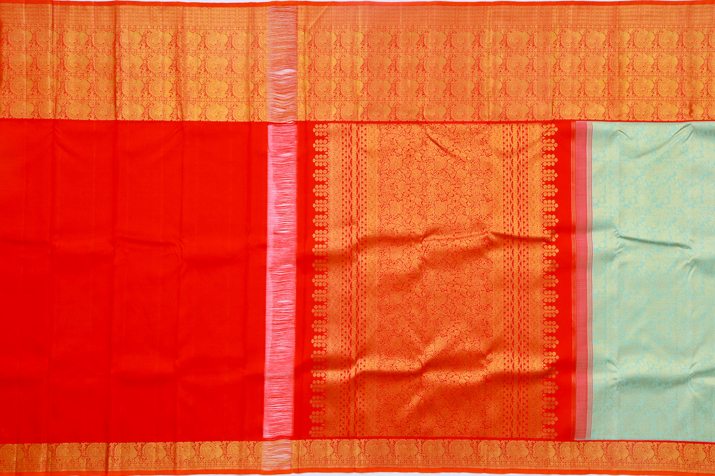 Kanchipuram Silk Brocade Pastel Blue Saree