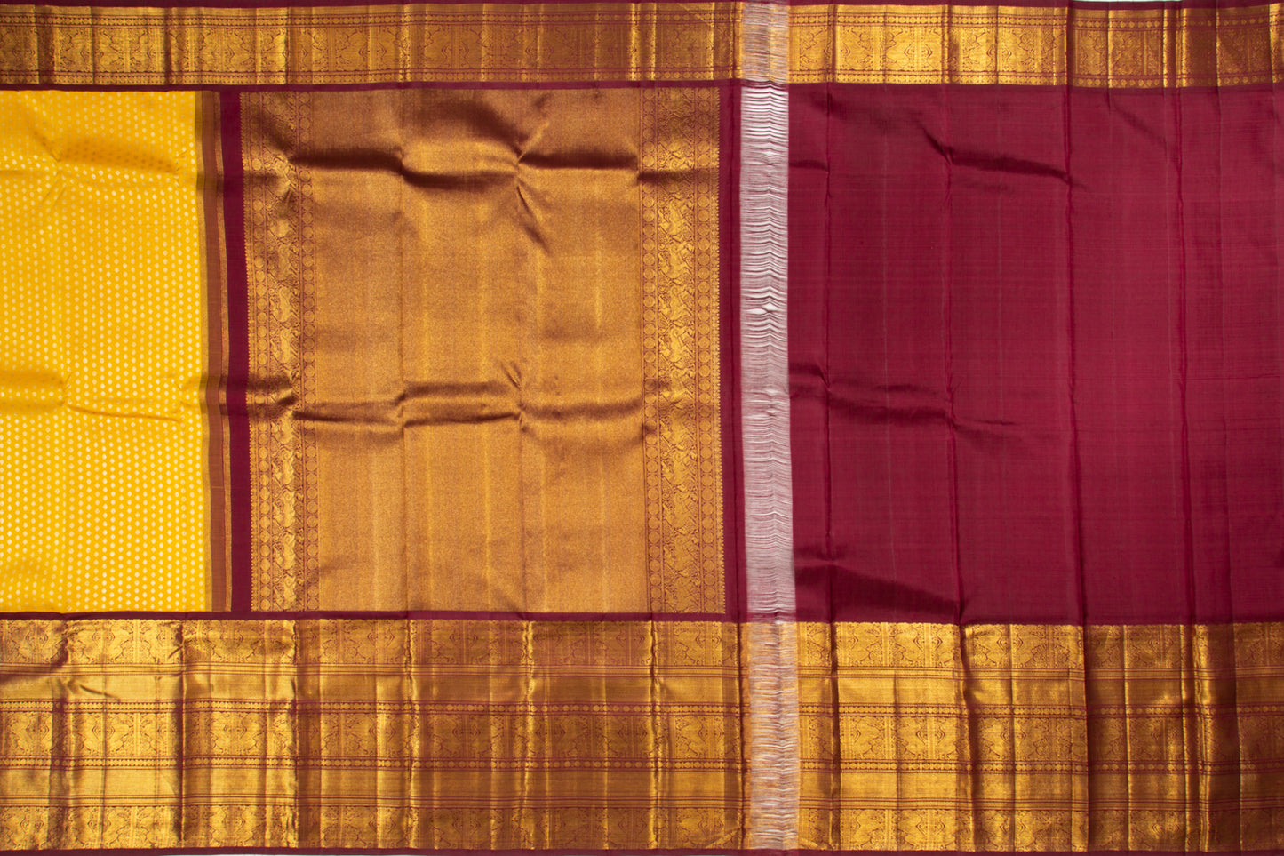 Kanchipuram Silk Brocade Yellow Saree