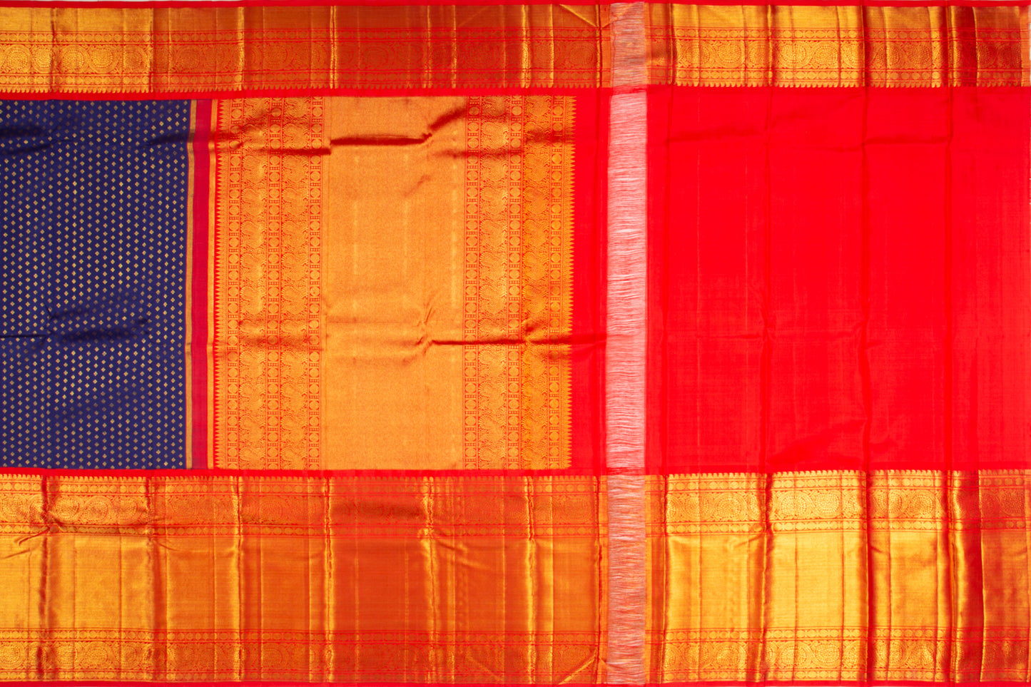 Kanchipuram Silk Brocade Dark Blue Saree