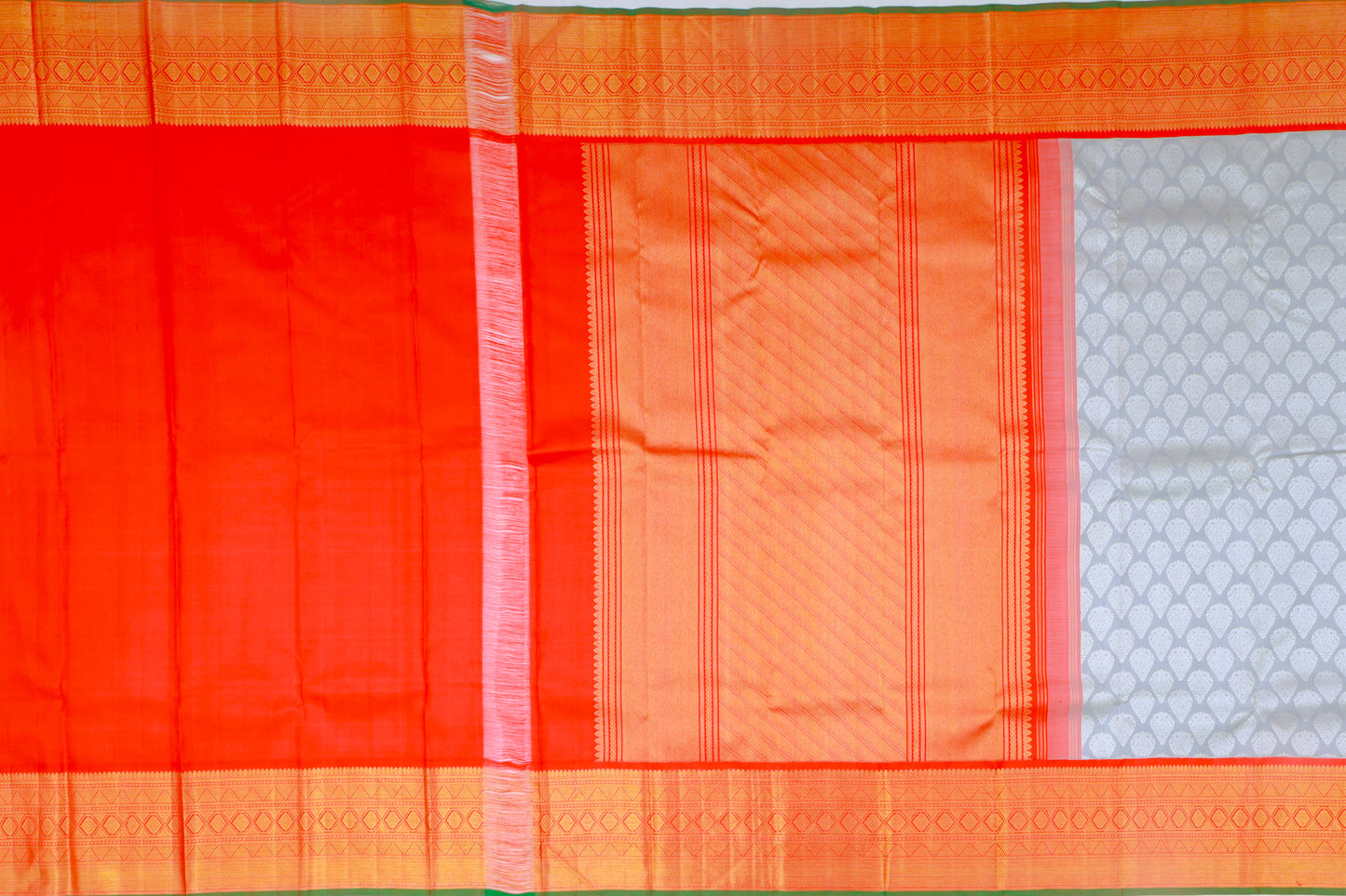 Kanchipuram Silk Brocade Grey Saree