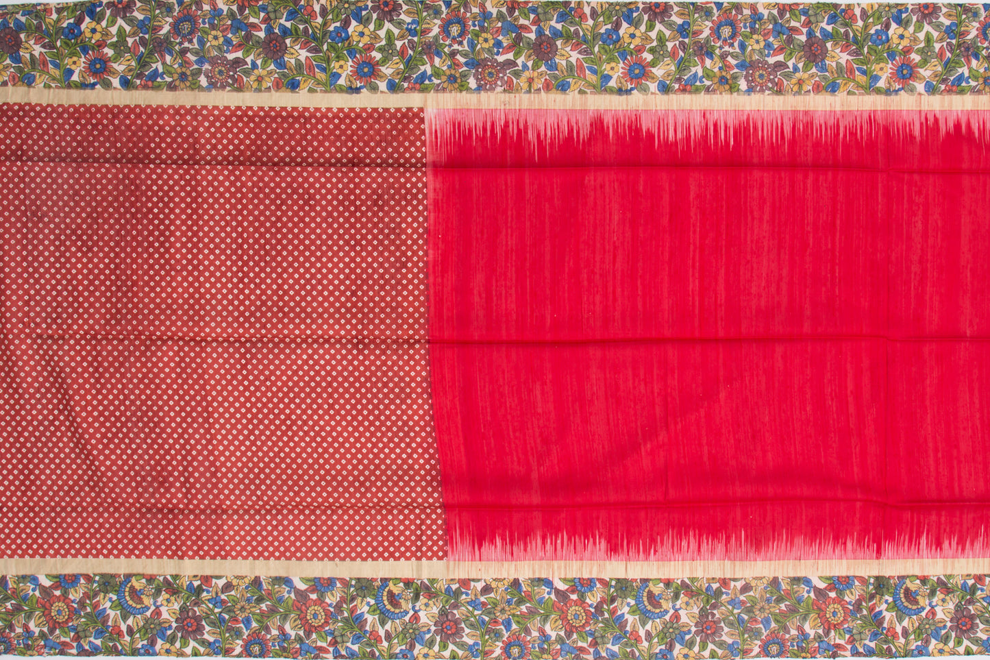 Bhagalpuri Tussar Plain Red Saree