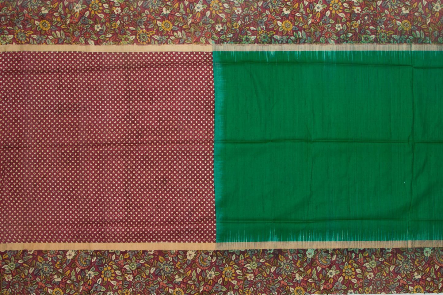 Bhagalpuri Tussar Plain Green Saree