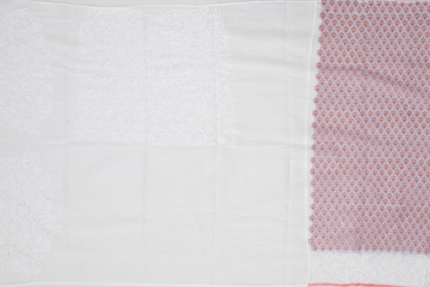 Handspun Cotton Floral Printed Lavender Saree