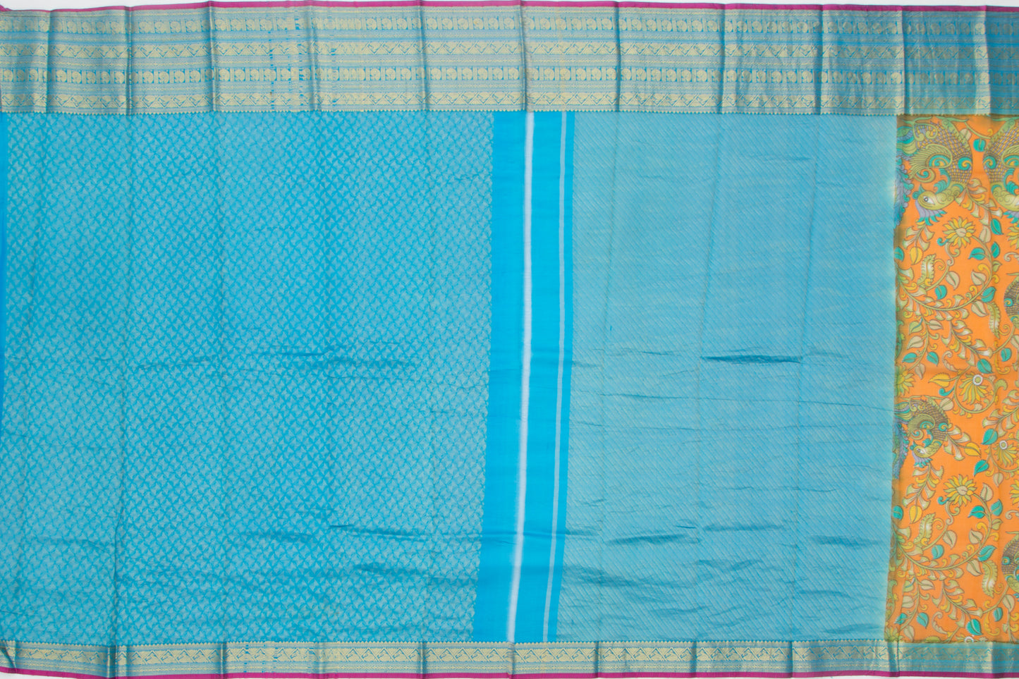 Chiniya Silk Printed Orange Saree