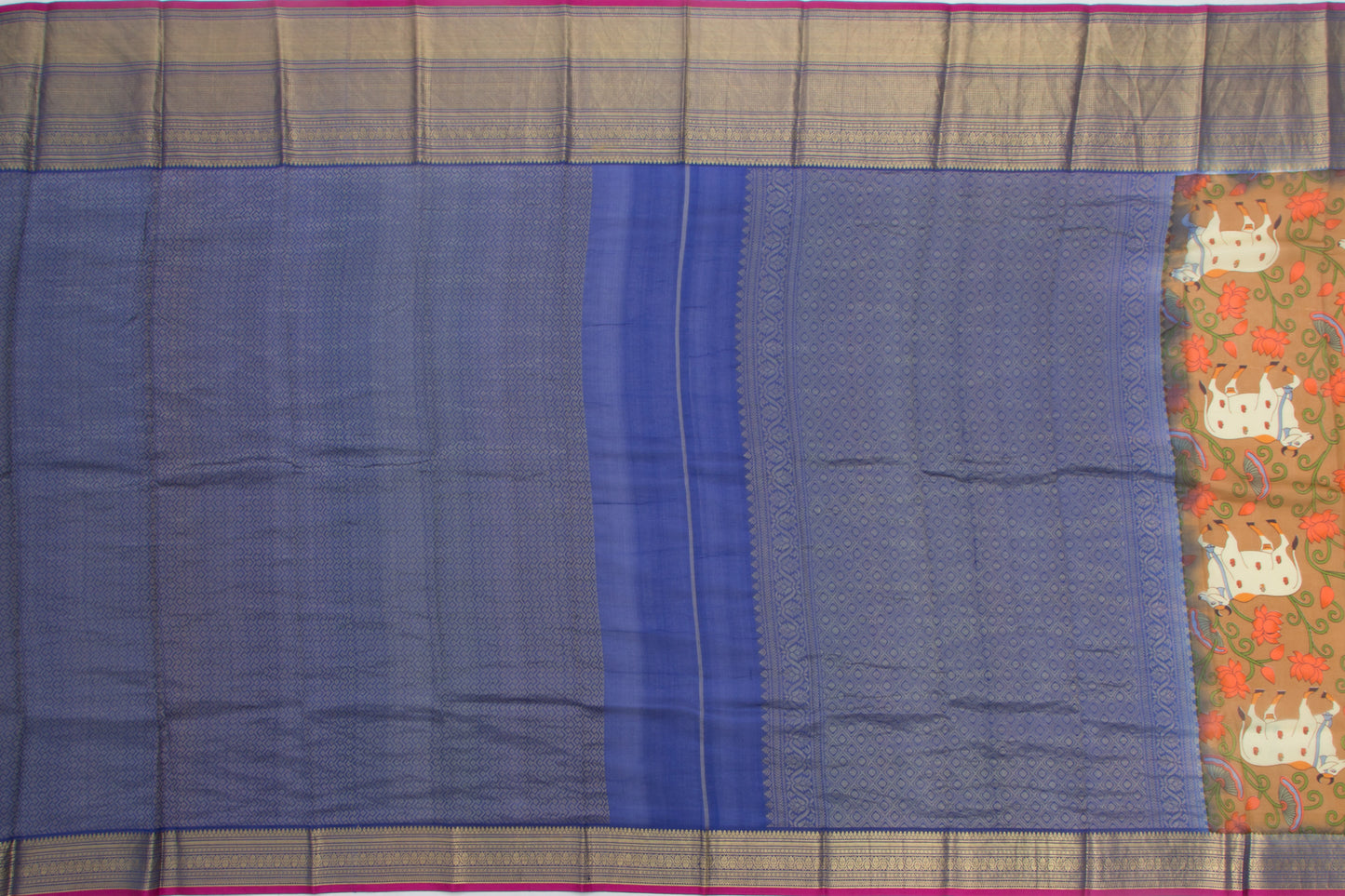 Chiniya Silk Floral Printed Brown Saree