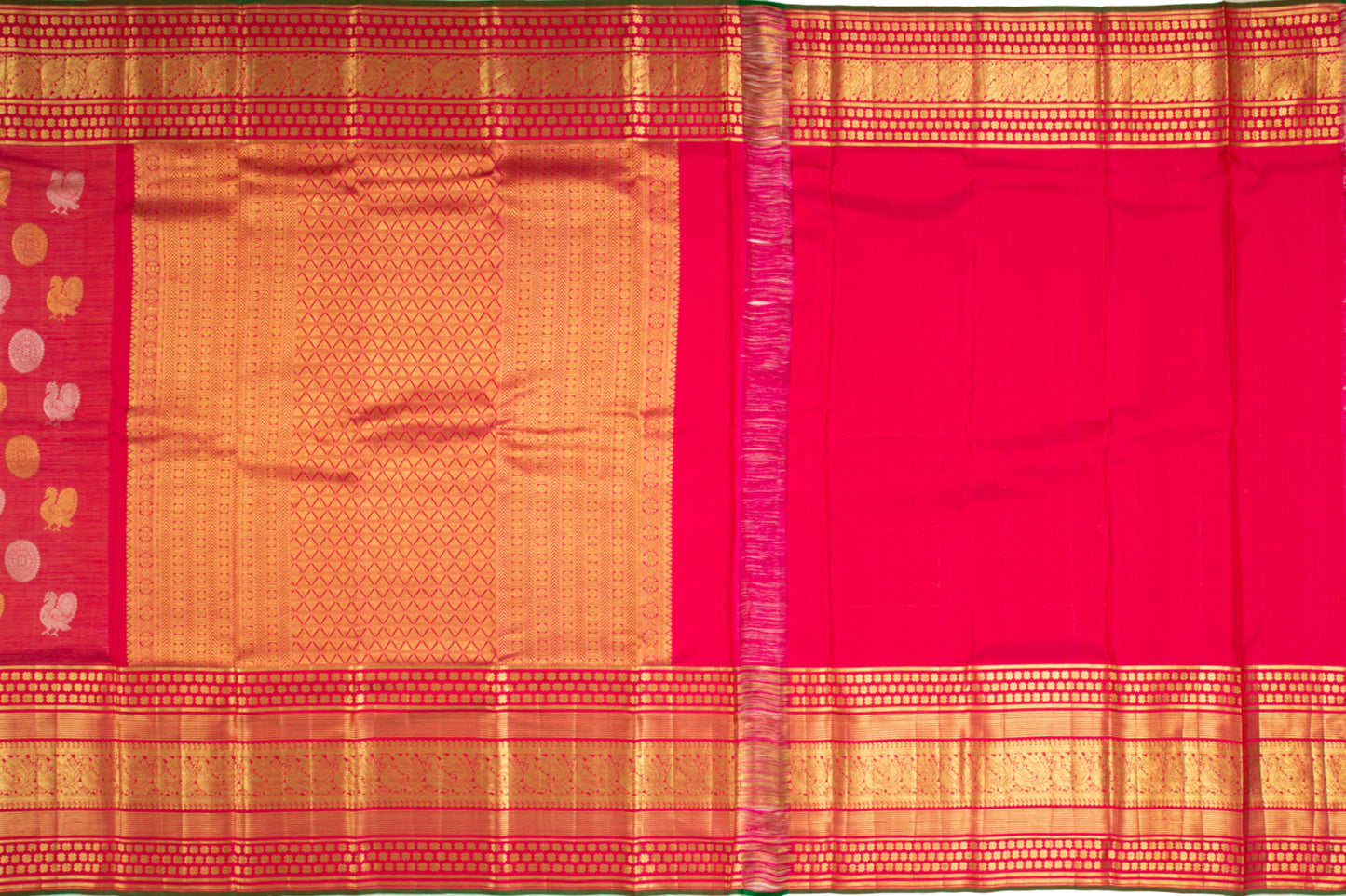 Kanchipuram Silk Oosi Lines and Butta Pink Saree