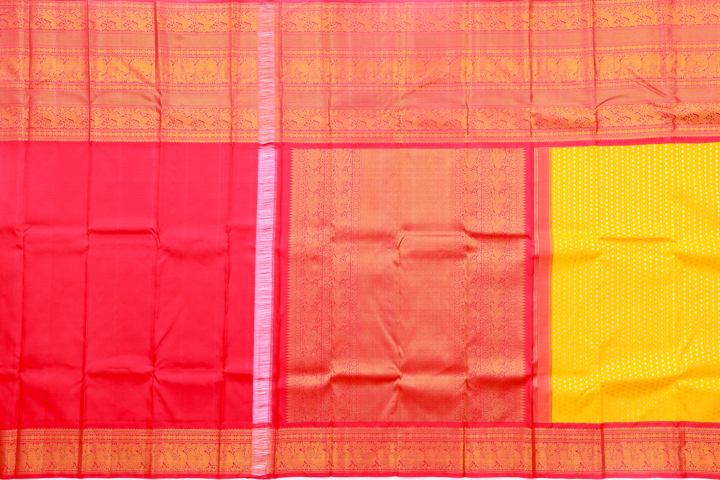 Kanchipuram Silk Brocade Yellow Saree