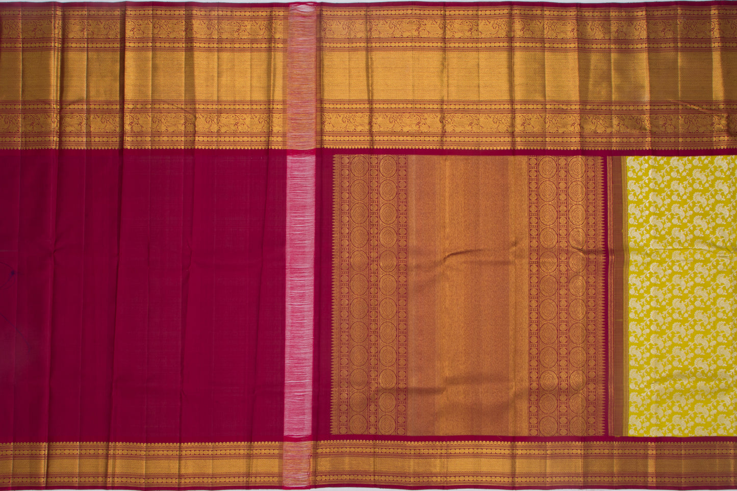 Kanchipuram Silk Jaal Yellow saree
