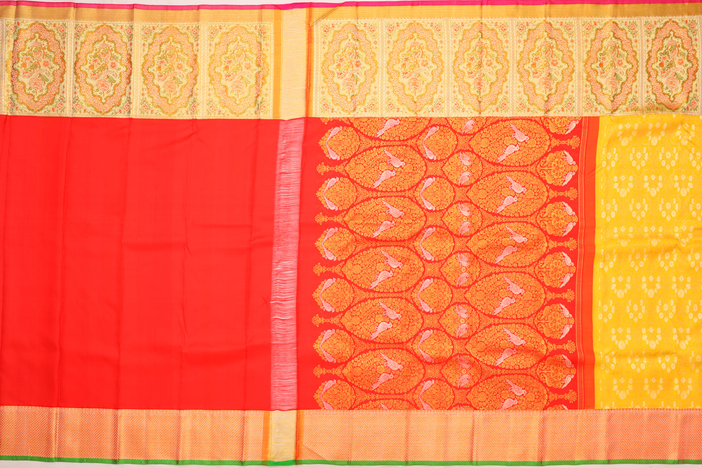 Kanchipuram Silk Brocade Yellow Saree