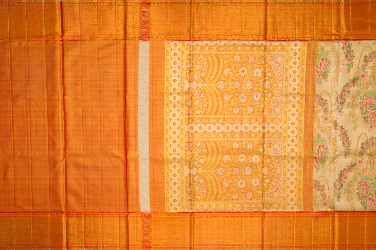 Kanchipuram Silk Tissue Brocade Gold Saree