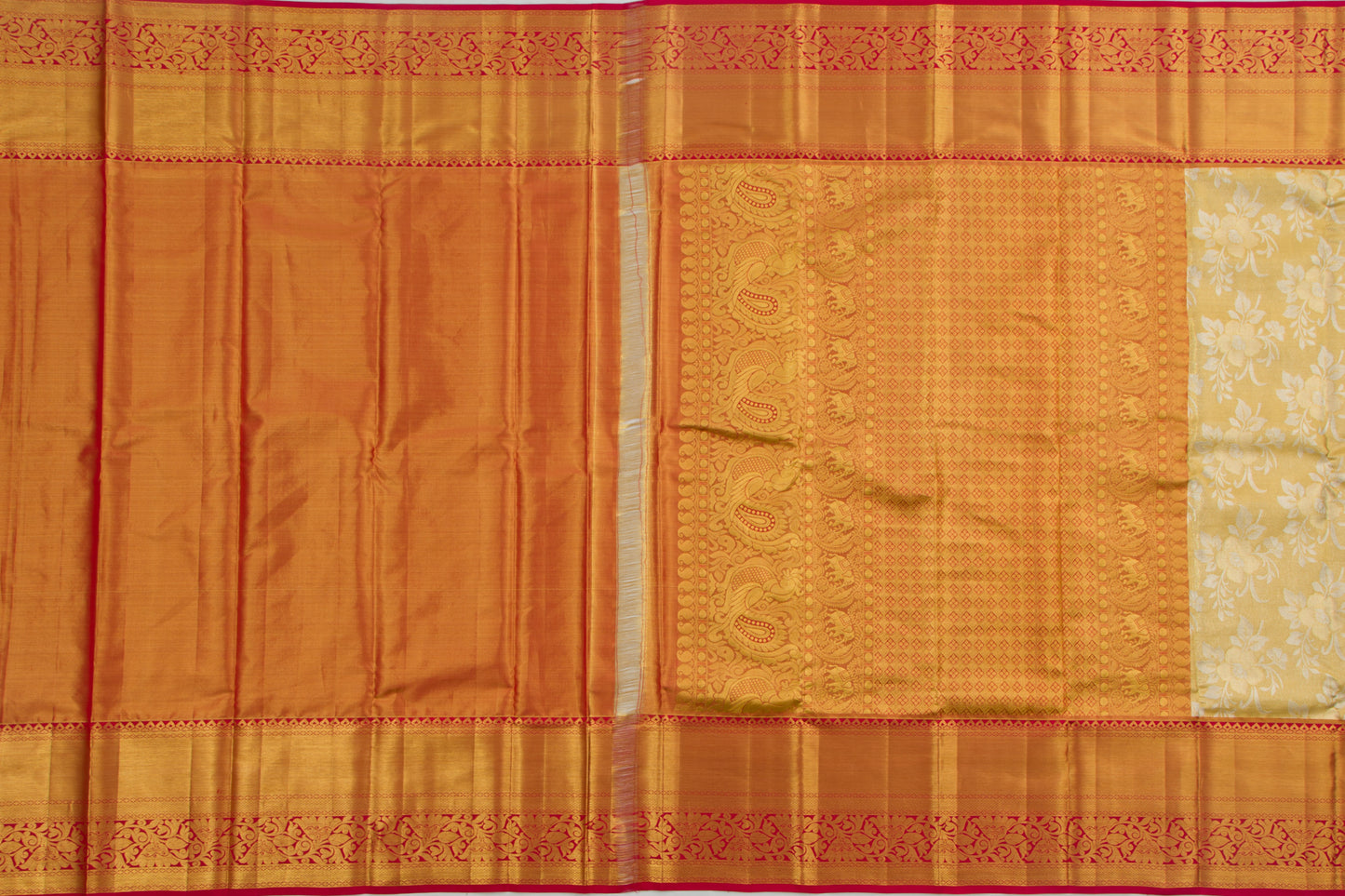 Kanchipuram Silk Tissue Jaal Gold Saree