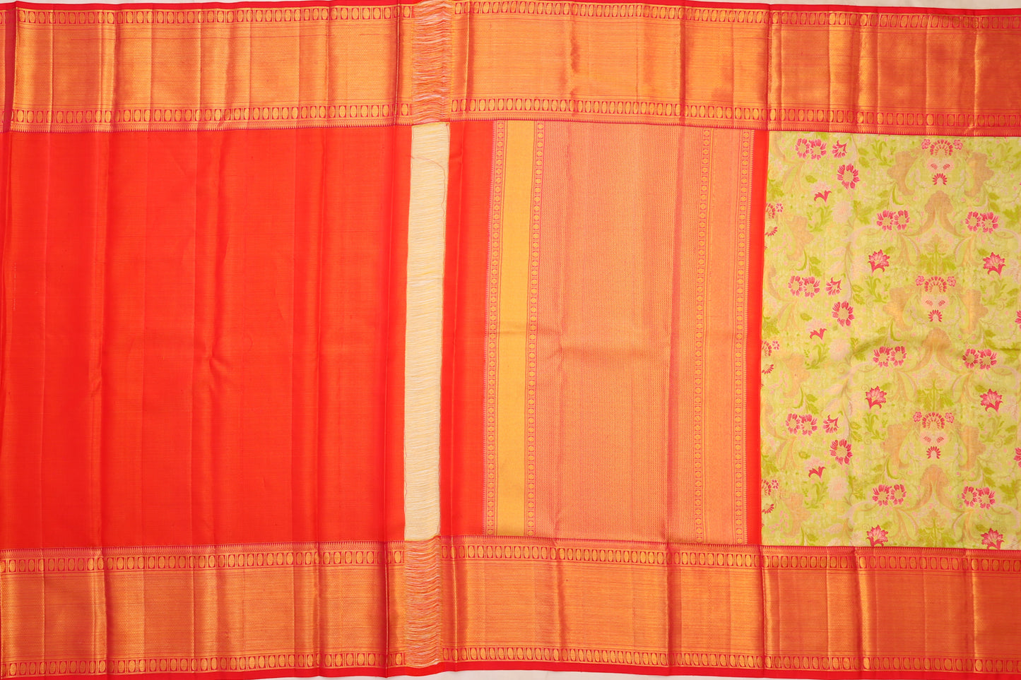 Kanchipuram Silk Tissue Brocade Green Saree
