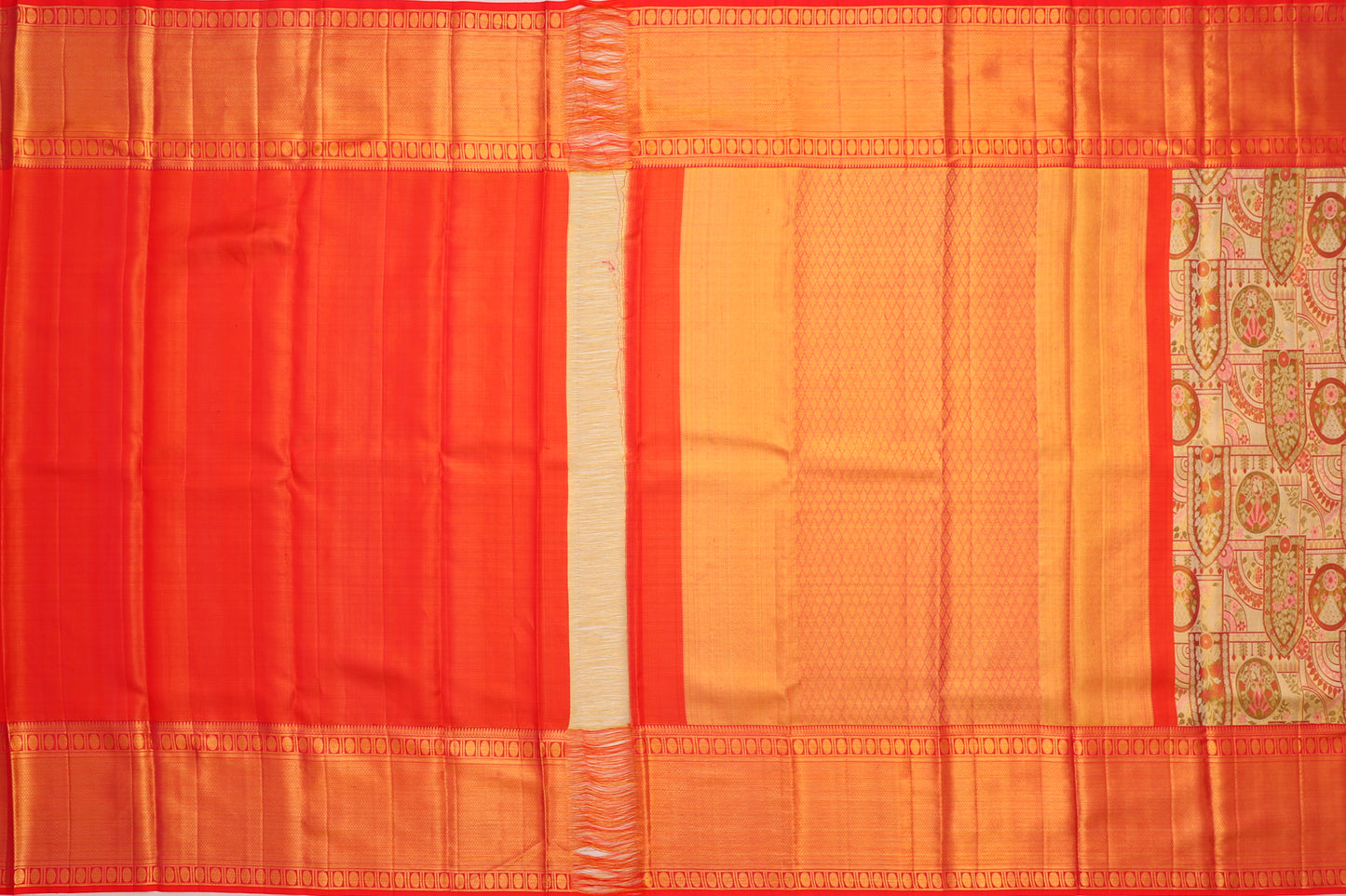 Kanchipuram Silk Tissue Brocade Gold Saree