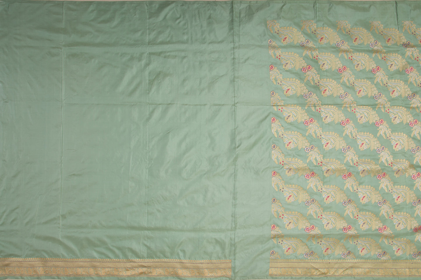 Banarasi Silk Kadwa Jaal Pastel Green Saree