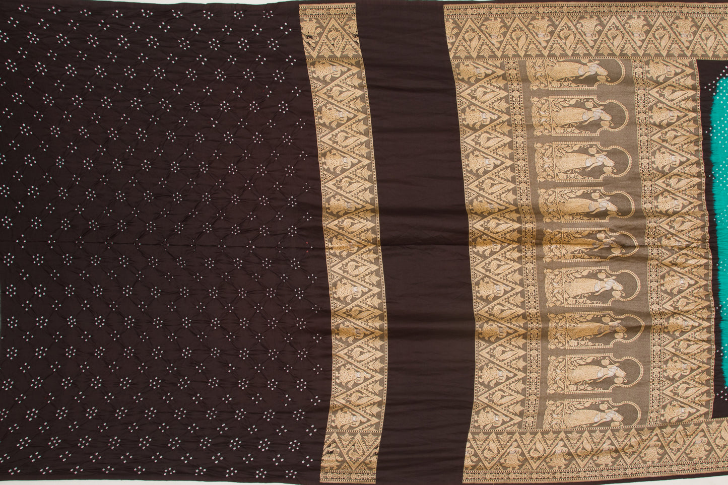 Banarasi Silk Bandhani Sea Green Saree