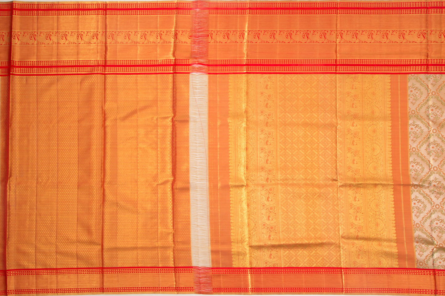 Kanchipuram Silk Tissue Brocade Gold Saree