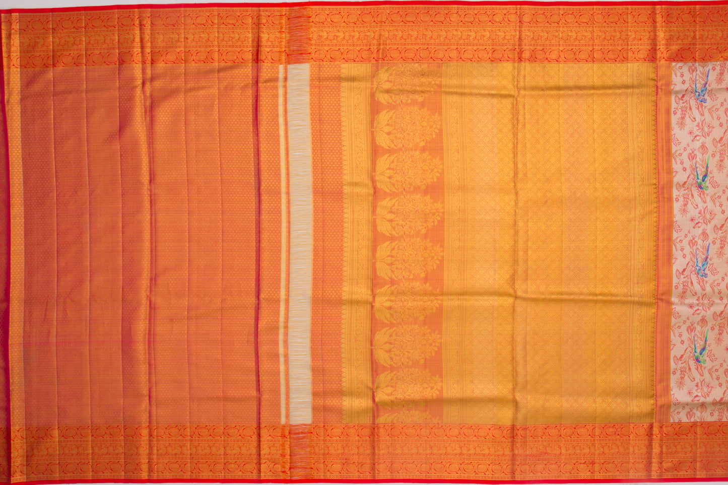 Kanchipuram Silk Tissue Jaal Red Saree