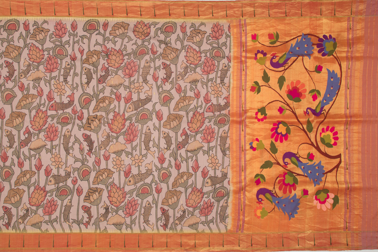 Paithani Silk Printed Lilac Saree