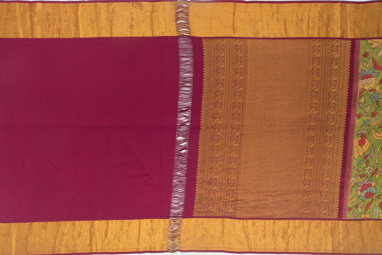 Kanchipuram Silk Kalamkari Green Saree