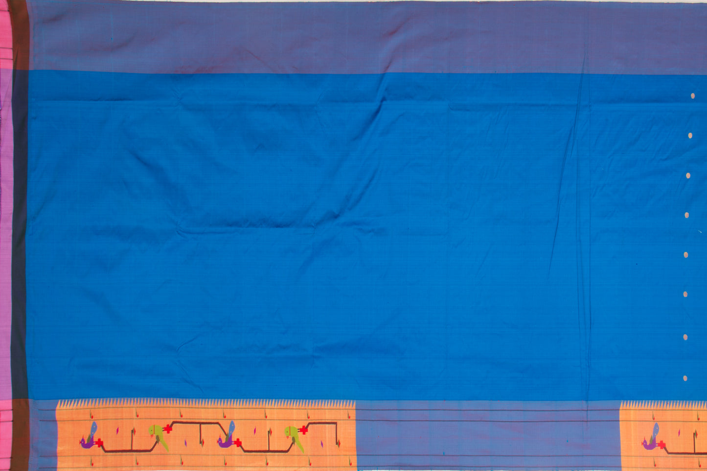 Paithani Silk Butta Blue Saree With Akruthi Border