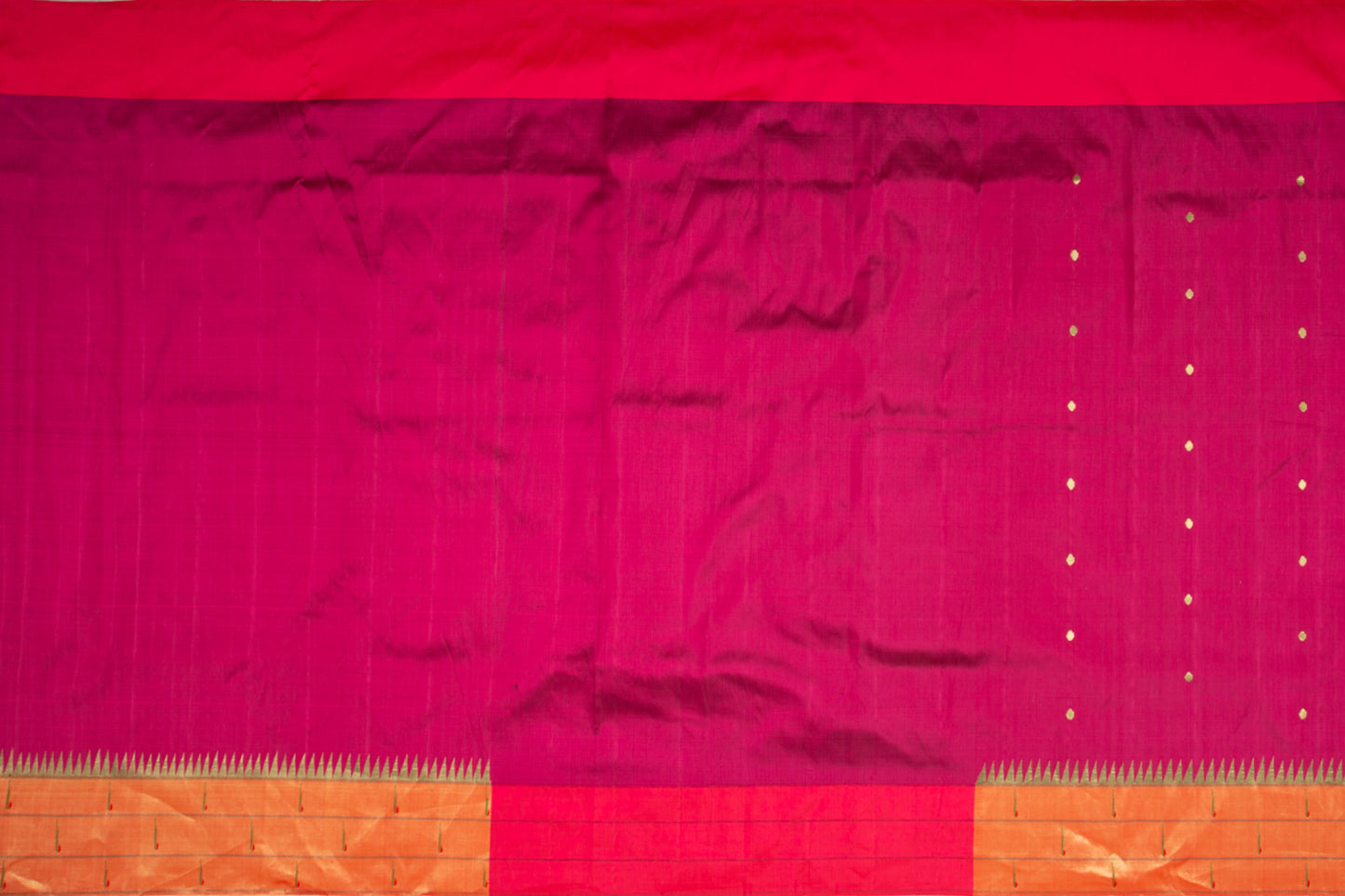 Paithani Silk Butta Burgundy Saree With Triple Muniya Border