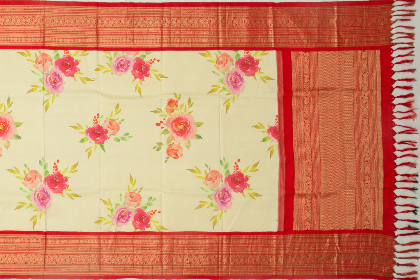 Kanchipuram Silk Floral Printed Pastel Green Dupatta