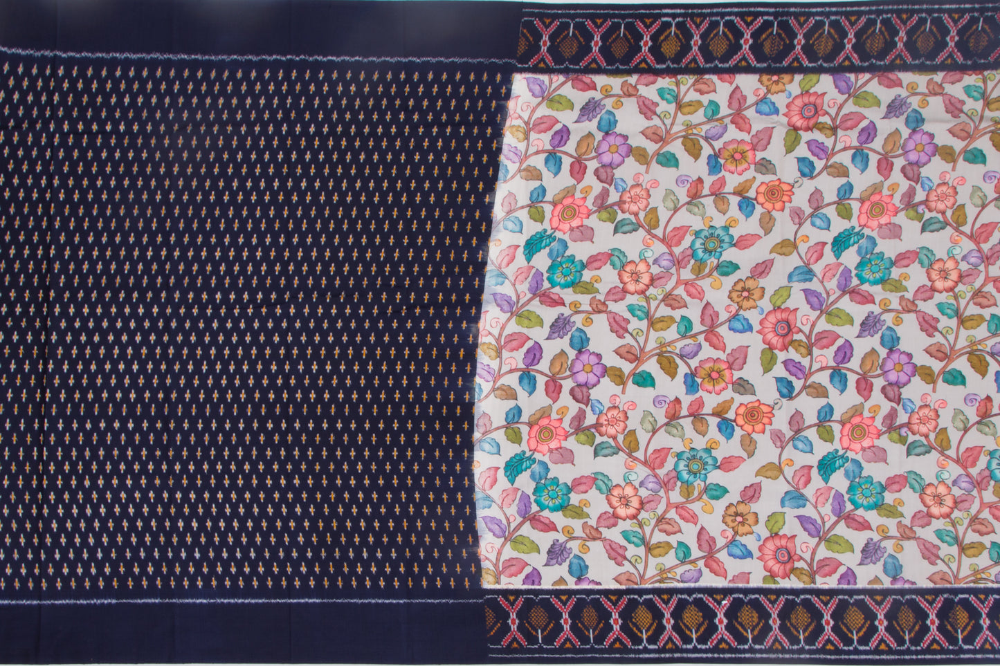 Pochampally Silk Ikat Printed Grey Saree