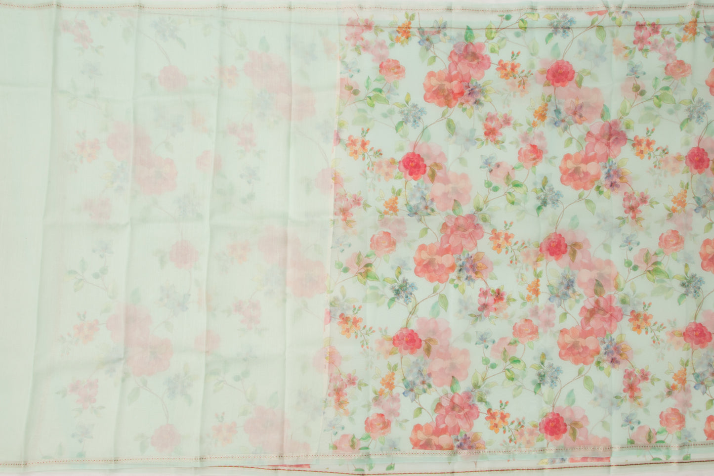 Organza Floral Printed Pastel Blue Sraee
