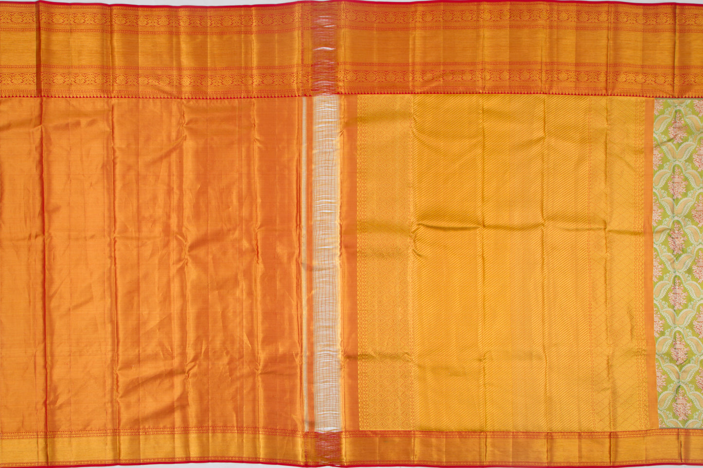 Taranga Kanchi Silk Tissue Brocade Green Saree