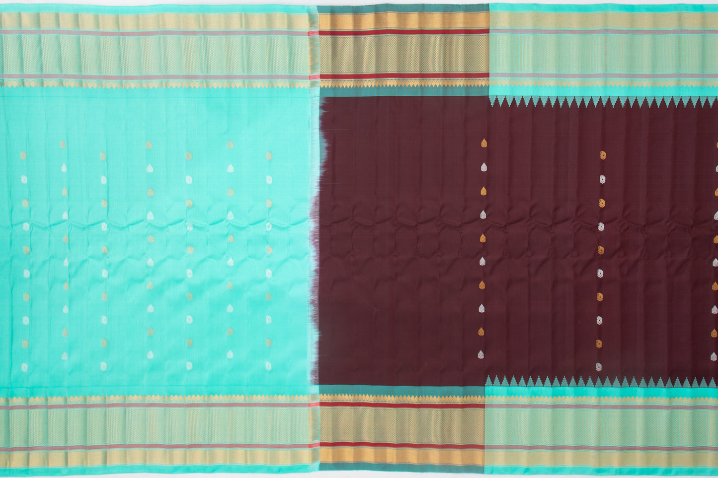 Gadwal Silk Butta Brown Saree