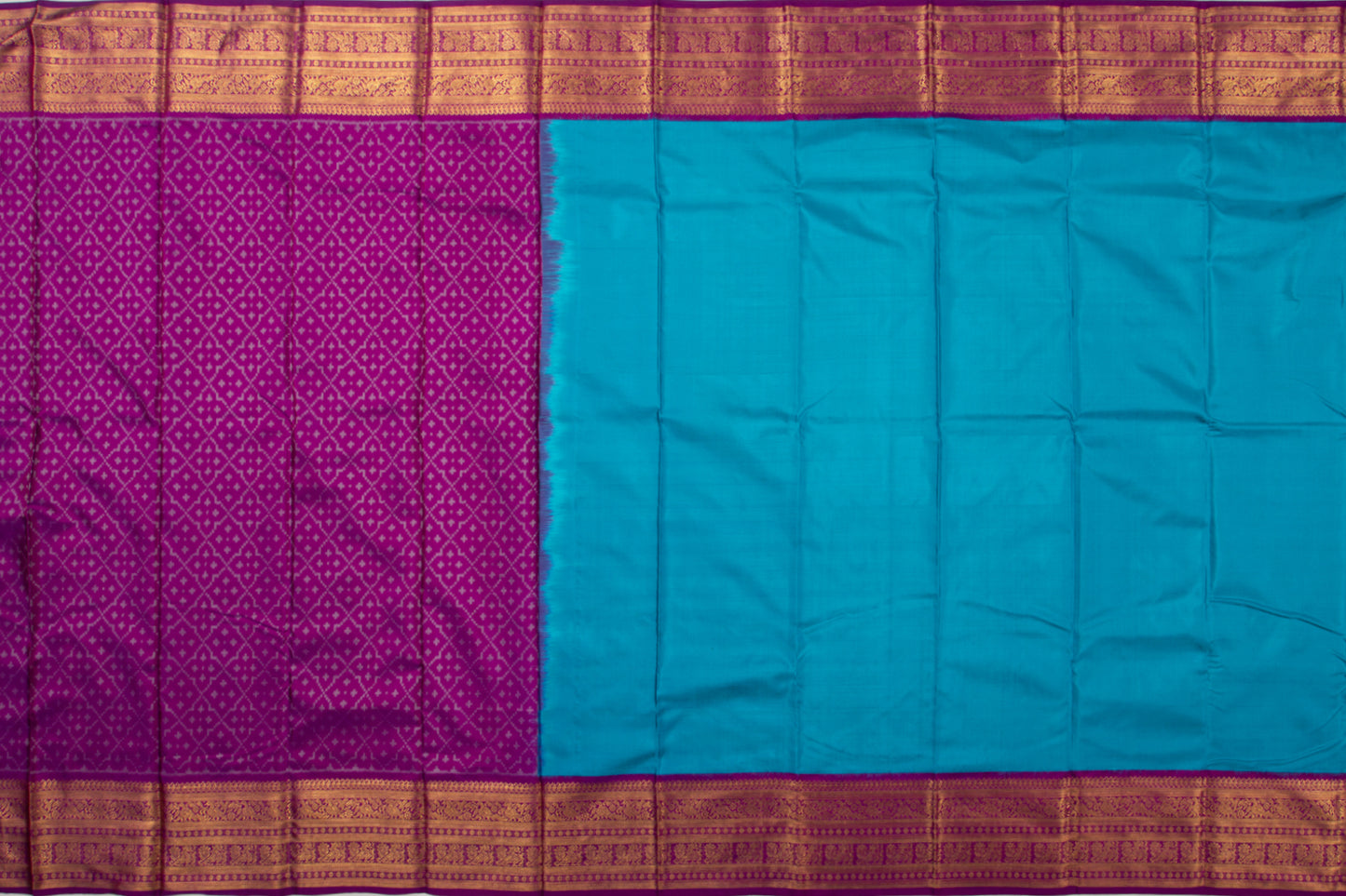 Kanchipuram Silk Twill Plain Blue Saree