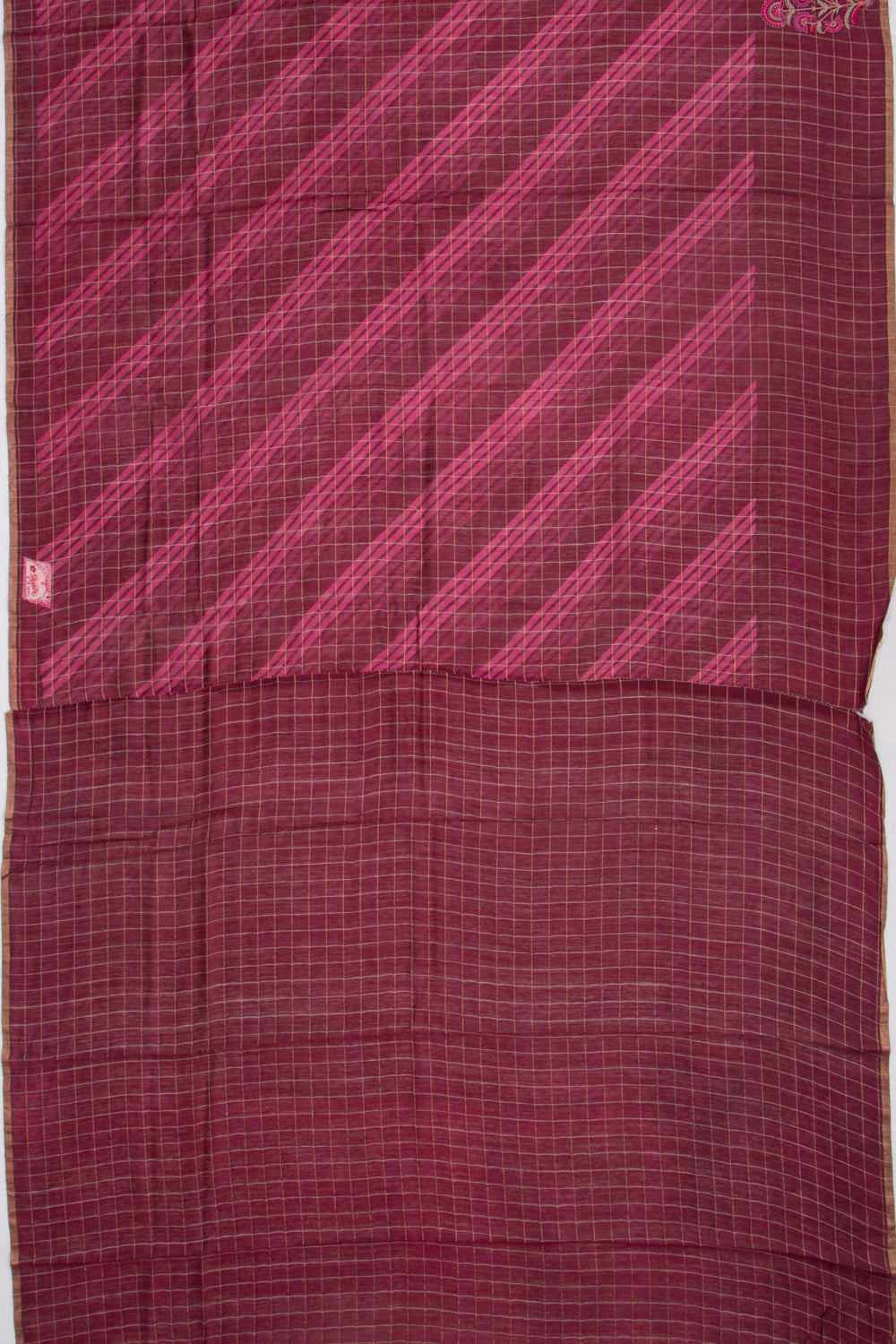 Tussar Checks Purple Saree