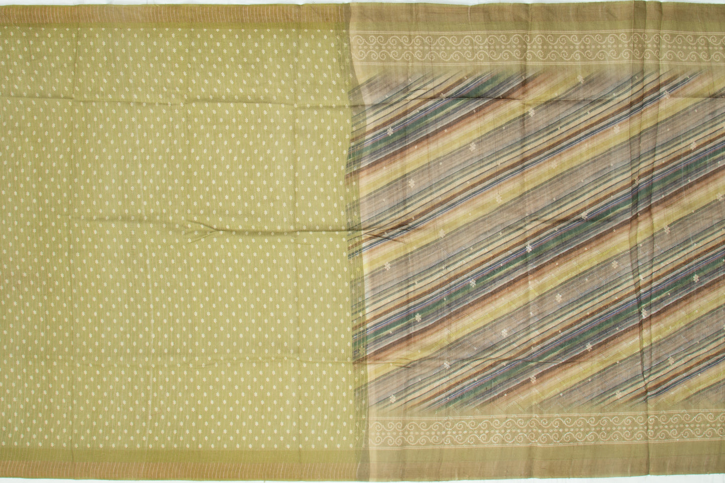 Tussar Printed Green Saree