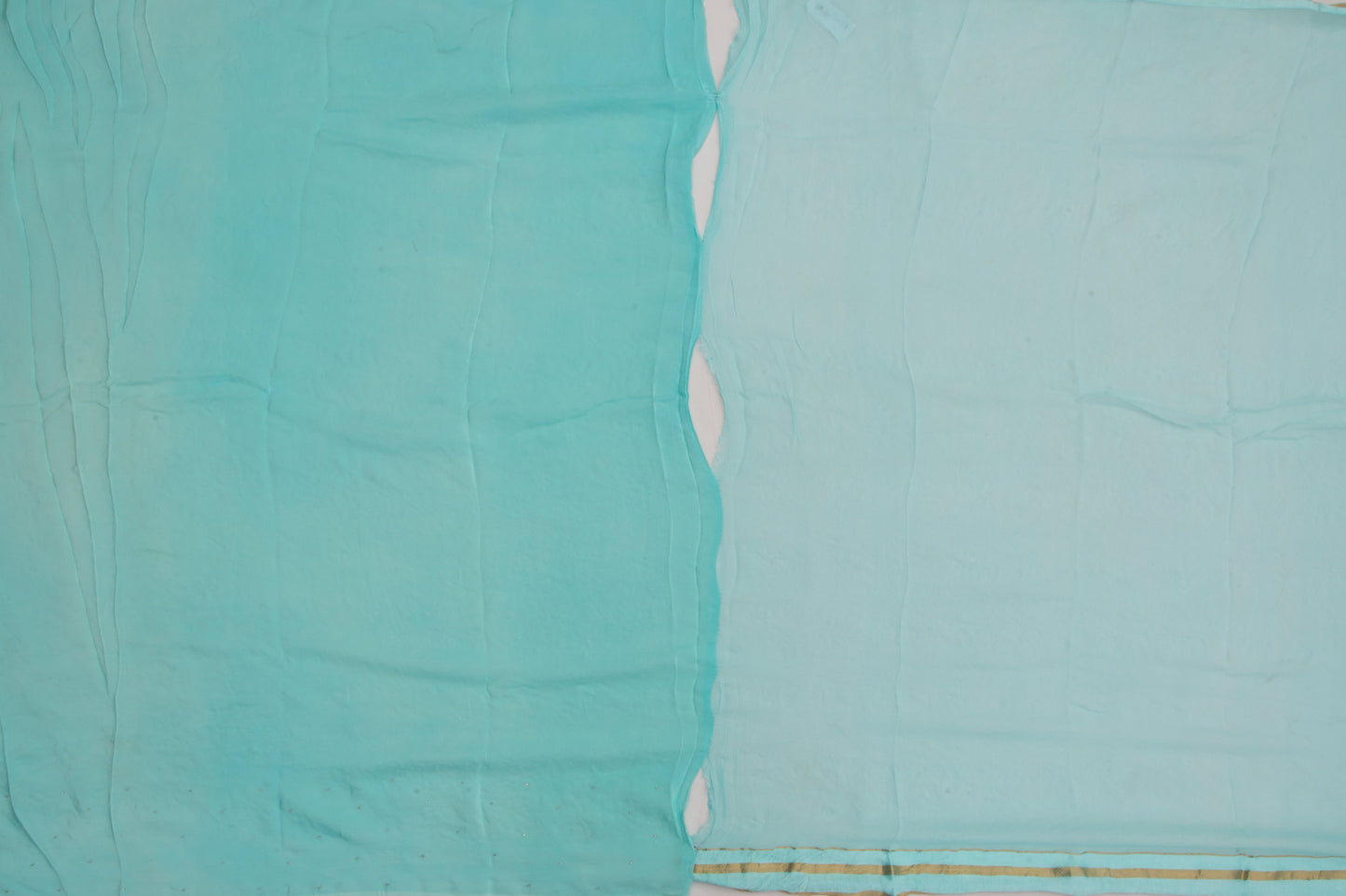 Chiffon Embroidery Floral Jaal Sky Blue Saree