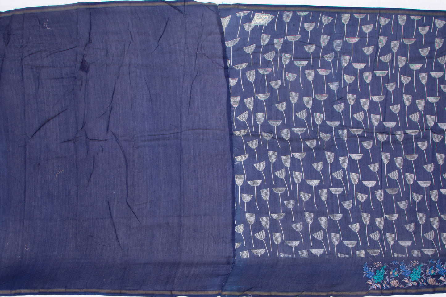 Mul Cotton Printed Dark Blue Saree