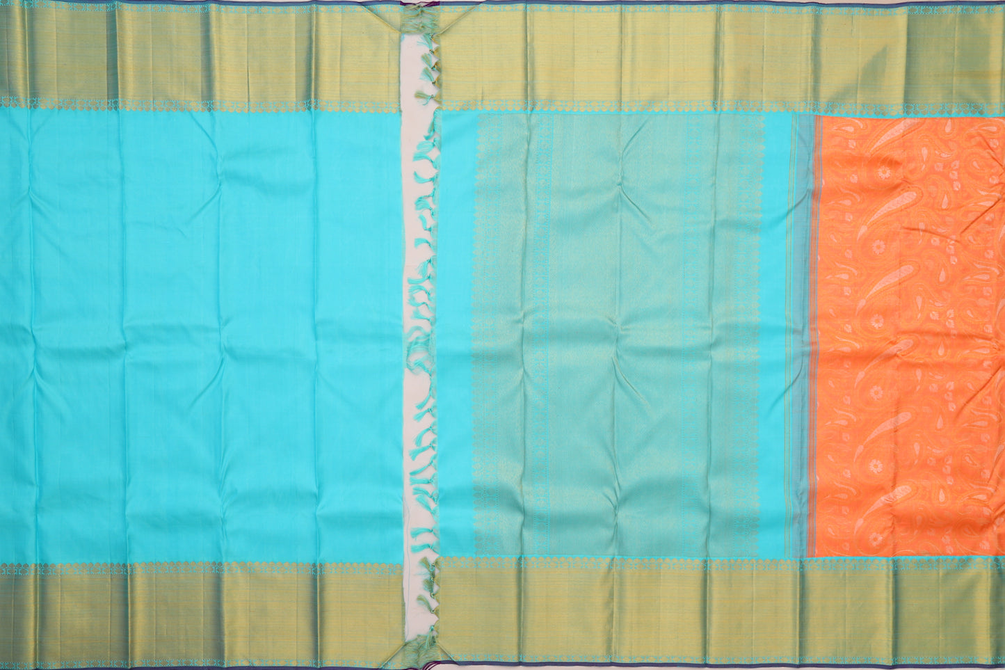 Kanchipuram Silk Brocade Orange Saree