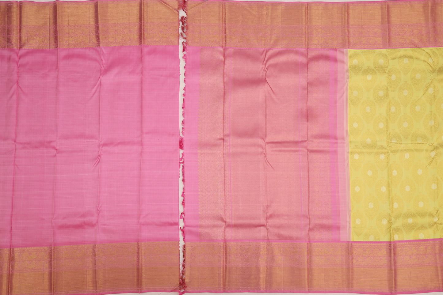 Kanchipuram Silk Brocade Pastel Yellow Saree