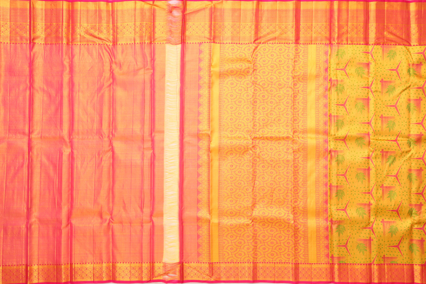 Kanchipuram Silk Tissue Printed Yellow Saree