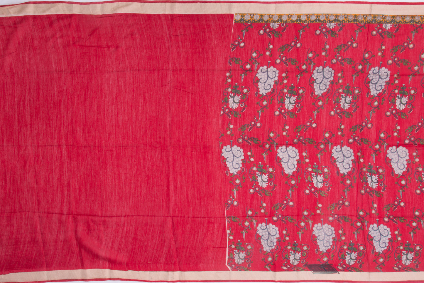 Soft Silk Floral Printed Red Saree