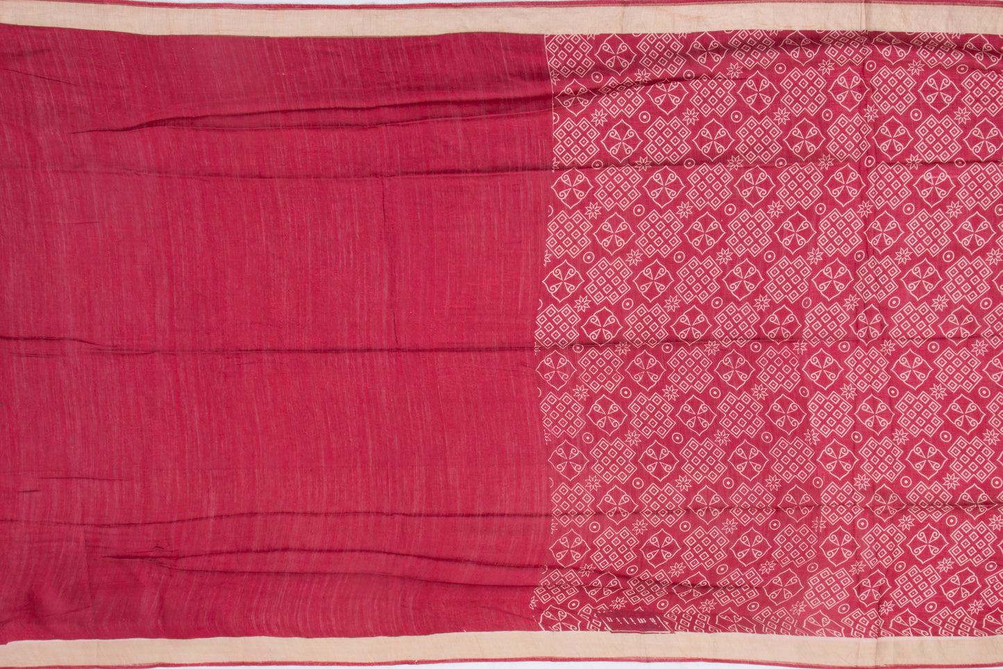 Soft Tussar Block Printed Red Saree
