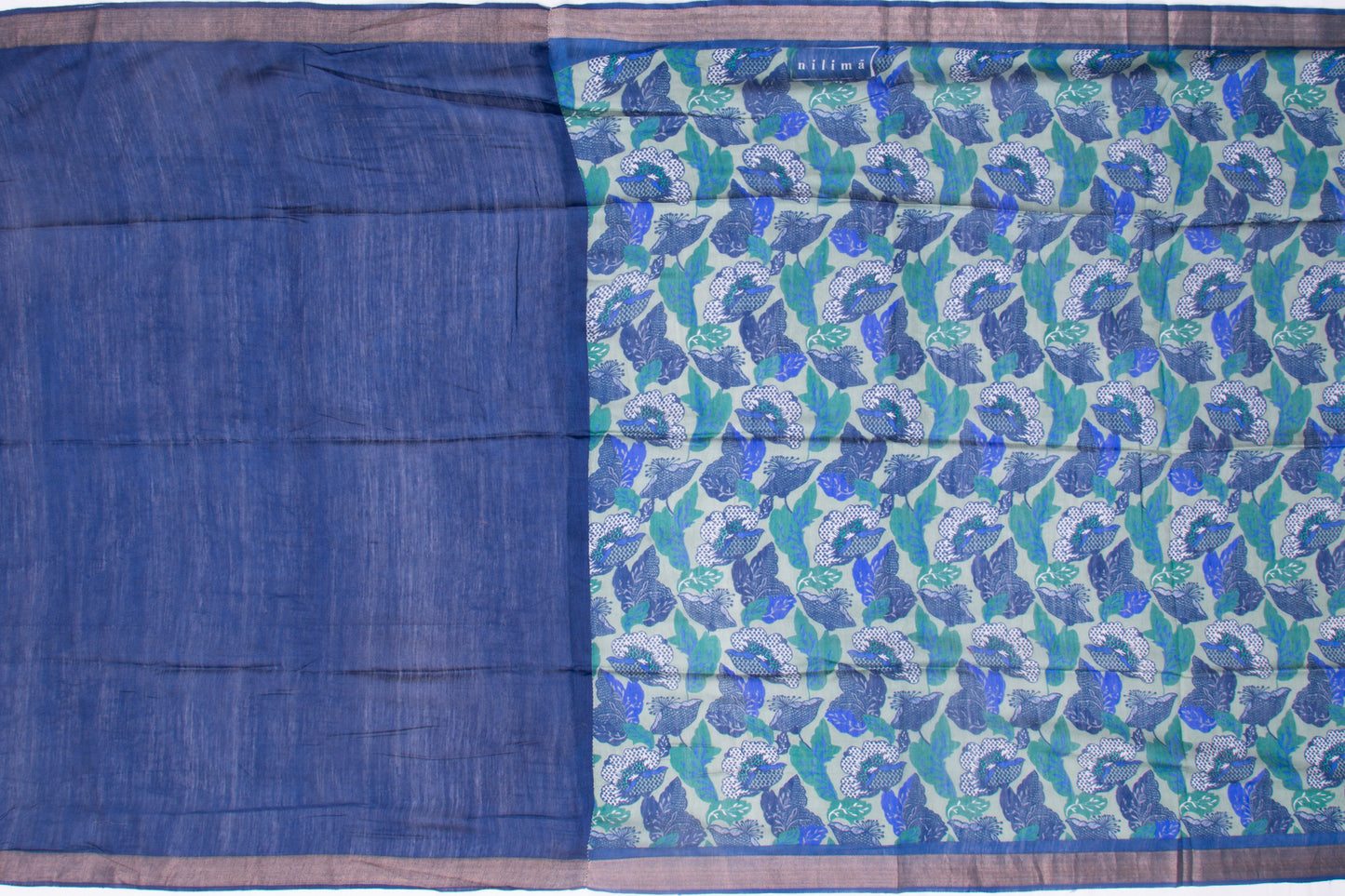 Munga Tussar Floral Printed Green Saree